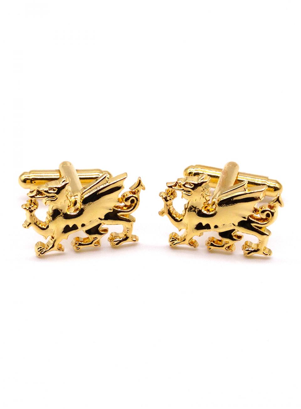 Gold Dragon Plated Cufflinks | Wales Tartan Centres