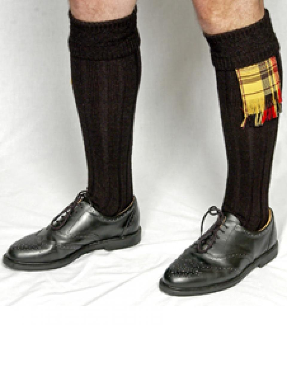 Black Kilt Hose (Socks) | Welsh Tartan