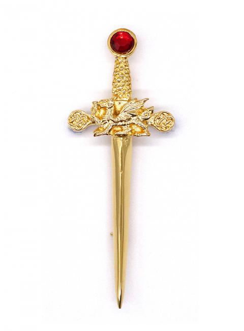 Gold Dragon Sword Kilt Pin